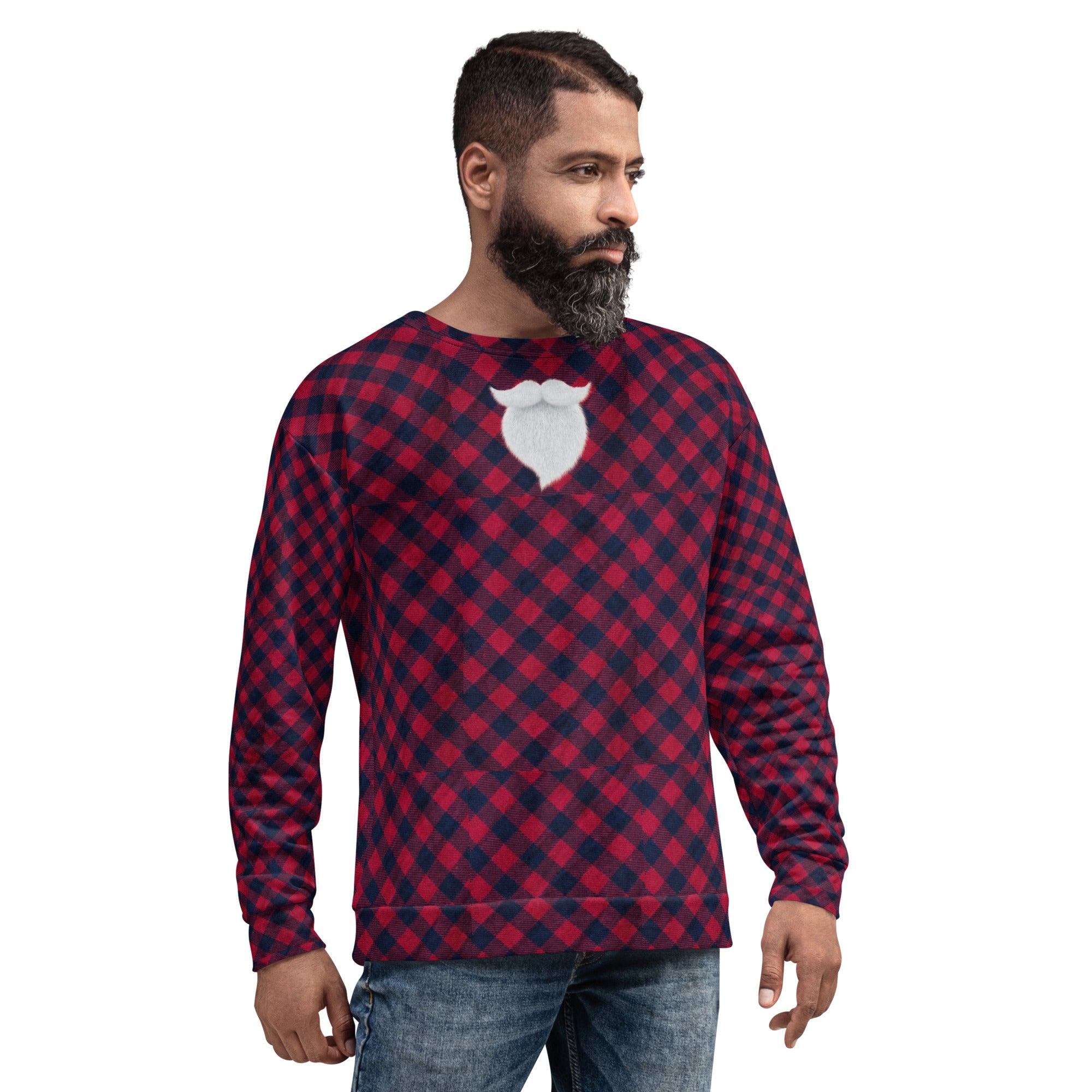 Plaid "Santa" Christmas Shirt. Christmas Sweater Alternative. Unisex Party Sweatshirt or Pullover. WickedYo.
